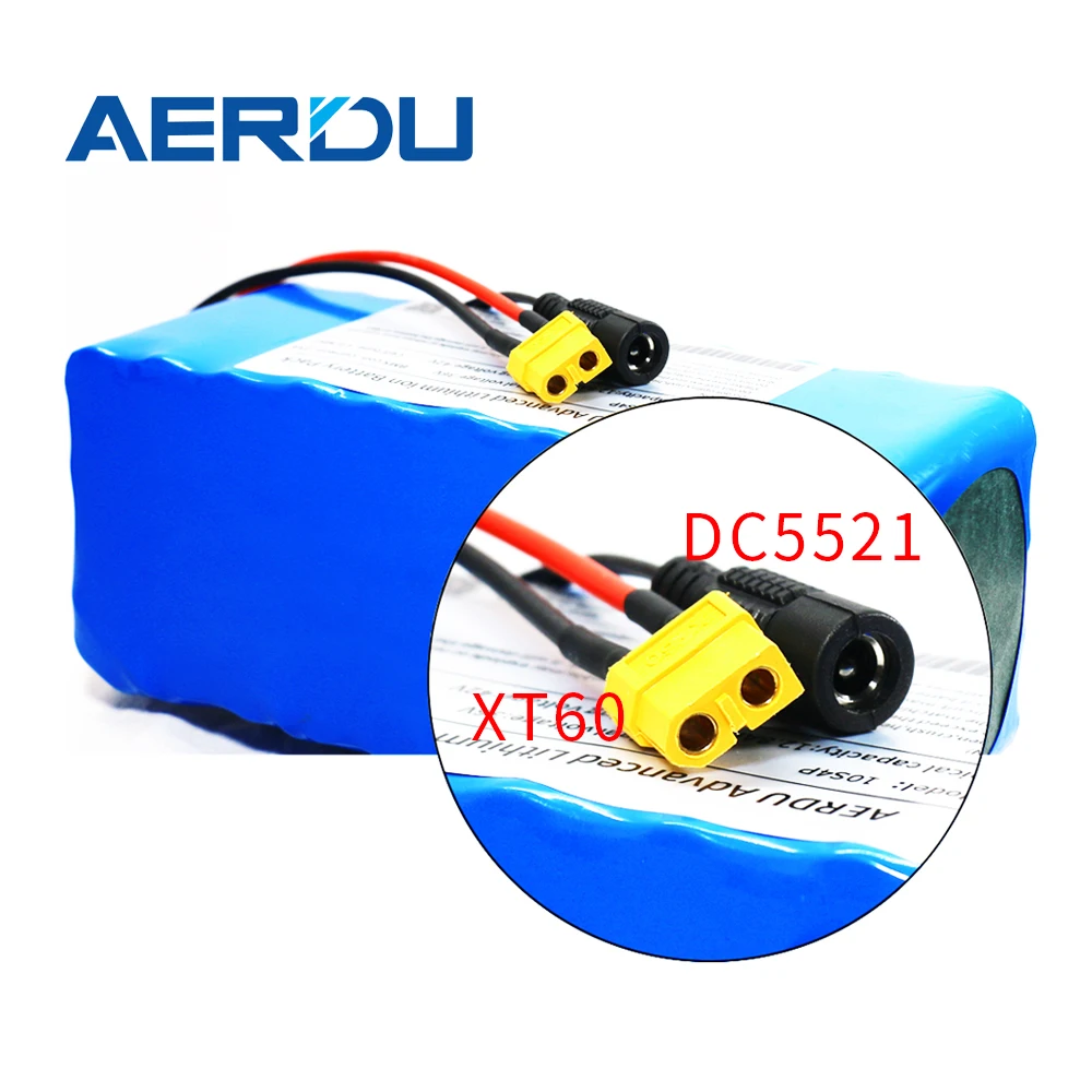 

AERDU 36v 12.8ah 10S4P 3200mah high capacity Rechargeable 18650LiIon Battery Pack Built-in Bms for Electric Bicycle Scooter Xt60