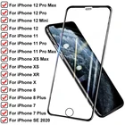 Защитное стекло 9H, закаленное стекло для iPhone 11 Pro Max, Xs, XR, X, 12 Pro Mini, 7, 8, 6S, 6 Plus, SE, 2020