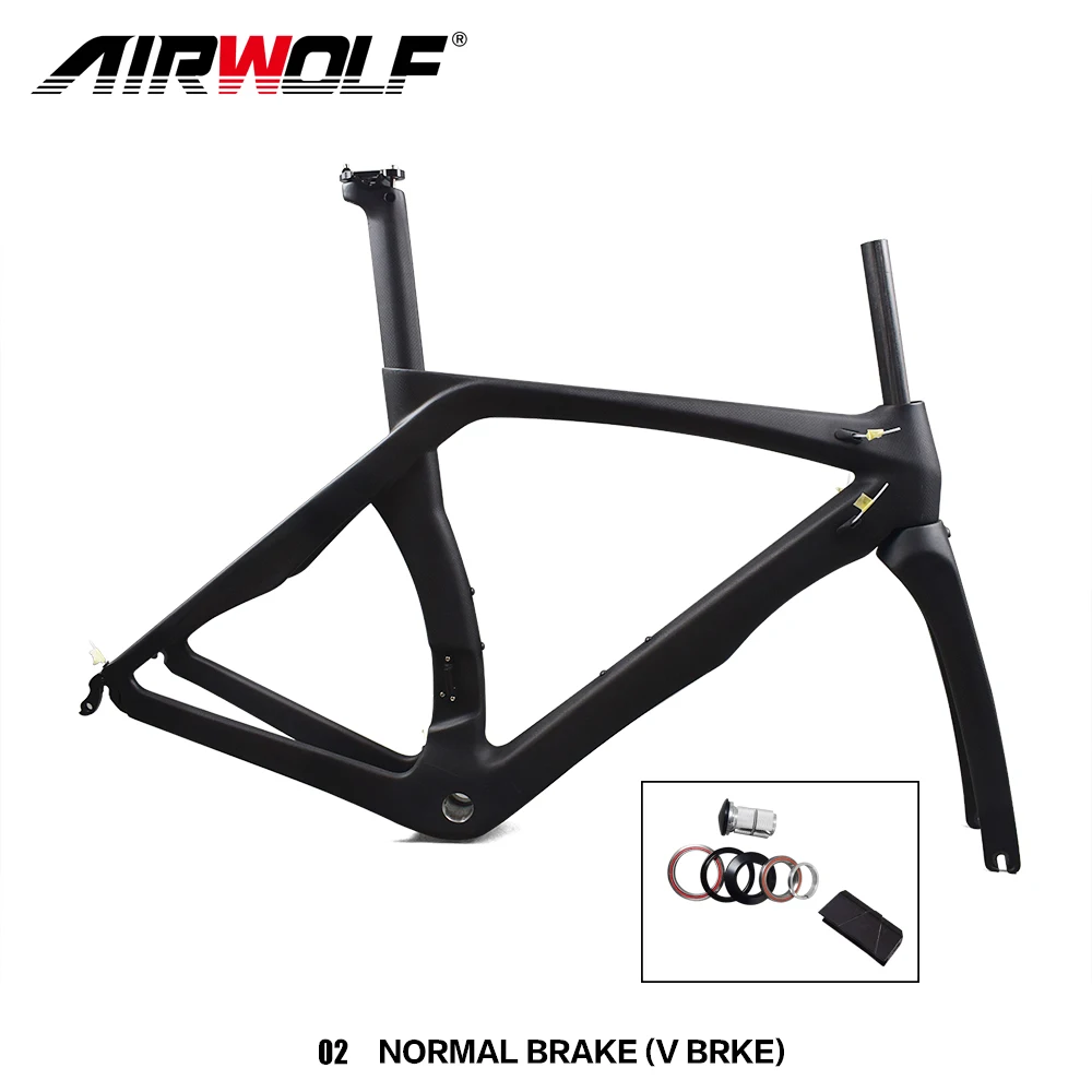 

AIRWOLF 2021 Aero Carbon Road Bicyckle Frameset U Brake V Quick Release 130*9mm 700C Racing Road Bike Frame XXS XS S M L XL