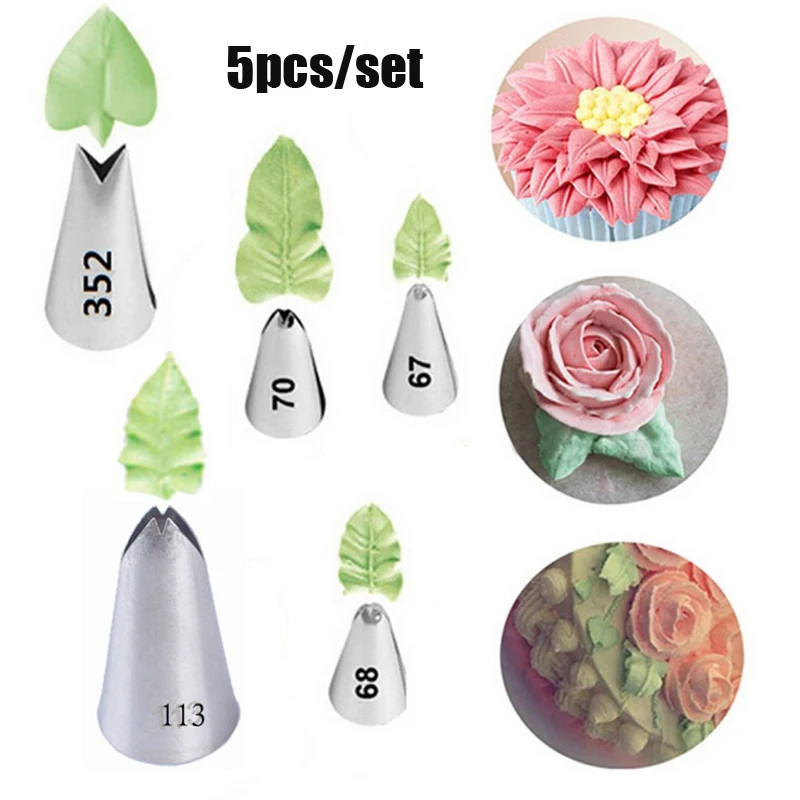 5 шт./компл. кончик листьев трубы насадка для пирожных из нержавеющей стали