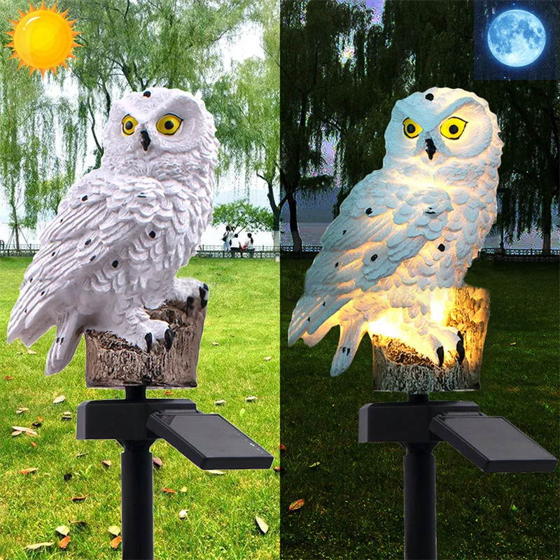 

Solar LED Owl Lamp Animal Bird Ornament Outdoor Sculpture Novelty Garden Lawn Lights Outdoor Night Lighting Patio Decor