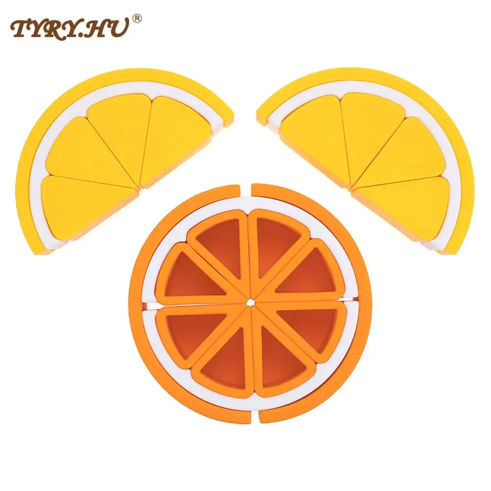 

TYRY.HU 1/2set Silicone Lemon Teether Baby Silicone Toy Teethers Food Grade Silicone Soft Building Blocks Pacifier Clip BPA Free