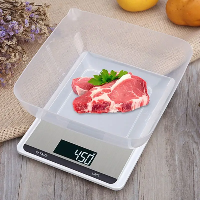 

Large Stainless Steel Electronic Kitchen Scale 5KG 10KG 1g Slim Baking Scales D0AC