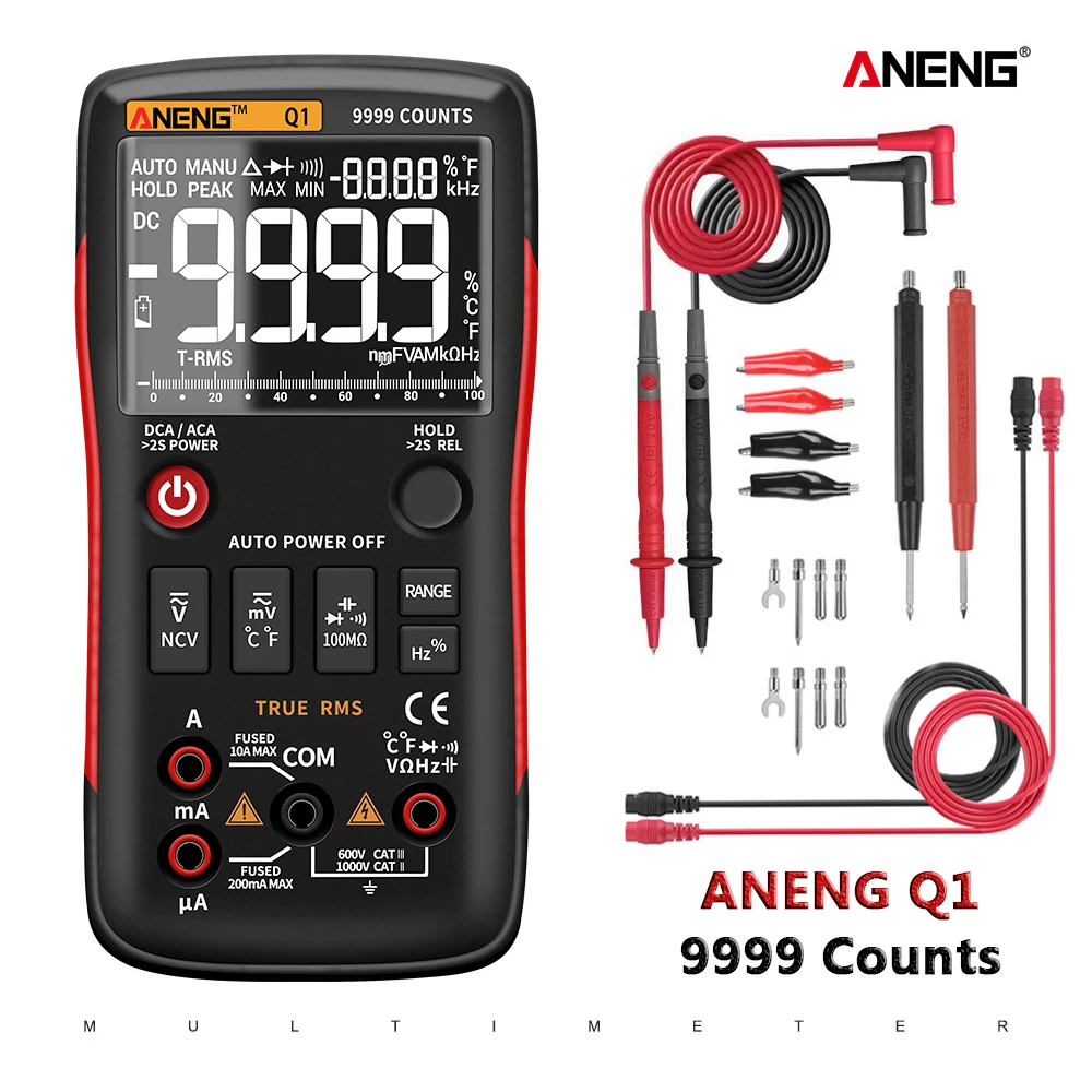 

ANENG Q1 Digital Multimeter 9999 Analog Tester True RMS Professional Multimetro DIY Transistor Capacitor NCV Testers Lcr Meter