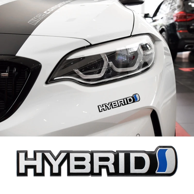 

ABS Aluminum Chrome Car Stickers HYBRID Emblem Styling Motors Front Head Grille Decals For Hyundai Creta Accent Sonata IX35 Rena