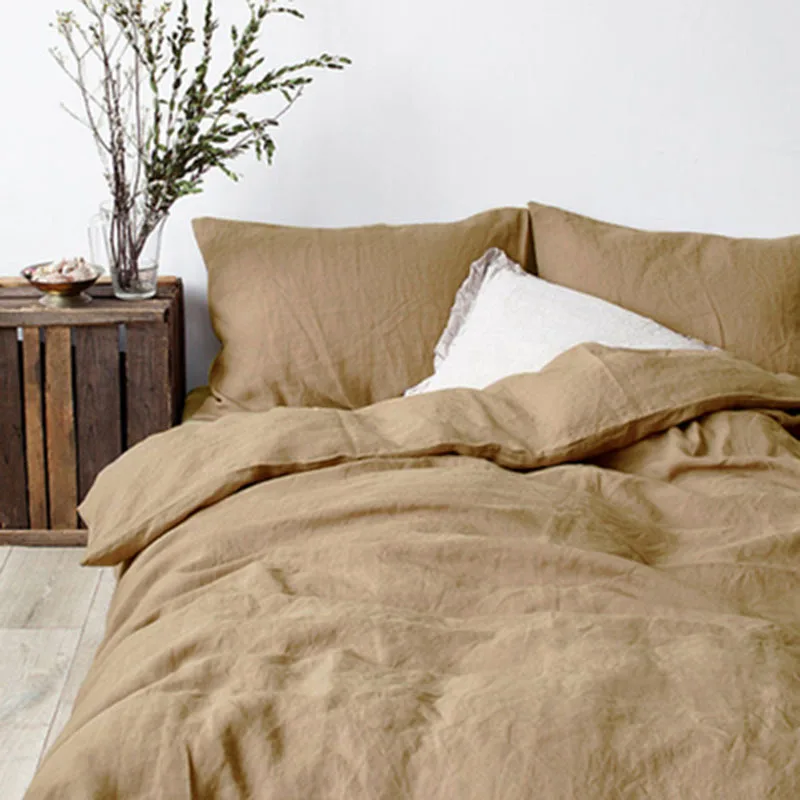 4/6PCS 100% Nature Linen Bedding Set US Twin Full Queen California King Size Flax Duvet Cover Bed Sheet Fitted Pillowcase | Дом и сад