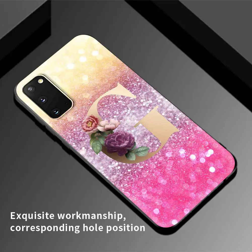 

Case For Samsung Galaxy S10 S20 S21 S9 Plus Note 20 Ultra 9 10 Lite Cubre Black Tpu Mobile Phone Coque Cute Fashion Letter S