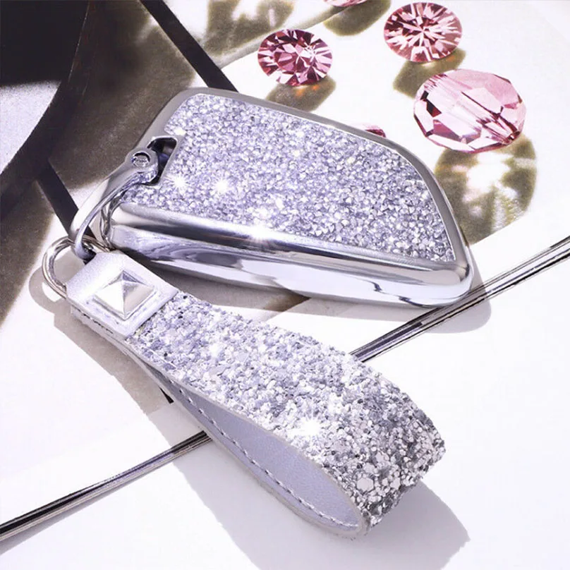 

1Pcs Bling Diamond Car Remote Key Chain Case Fob Shell Cover Holder For BMW X5 F15 X6