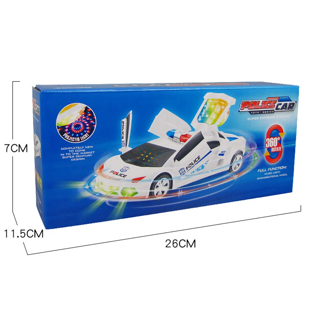 Kids Led Electric Car Toy 360 Degree Rotary Wheels Cool Lighting Music Electronic Police Cars Kid birthday Gift toys | Игрушки и хобби
