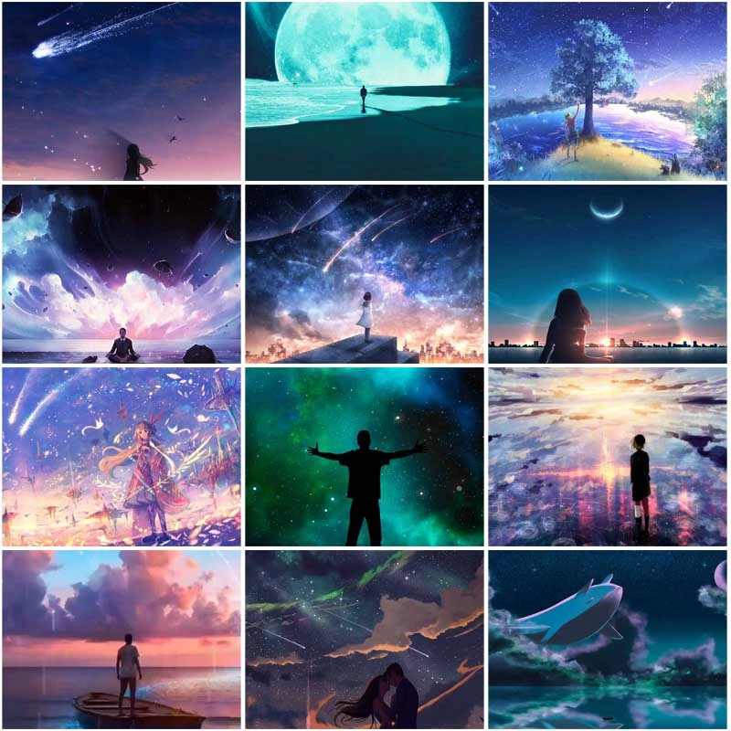 

Night Scenery Full Moon 5D Diy Full Square and Round Diamond Painting Embroidery Cross Stitch Kit Wall Art Club Home Decor