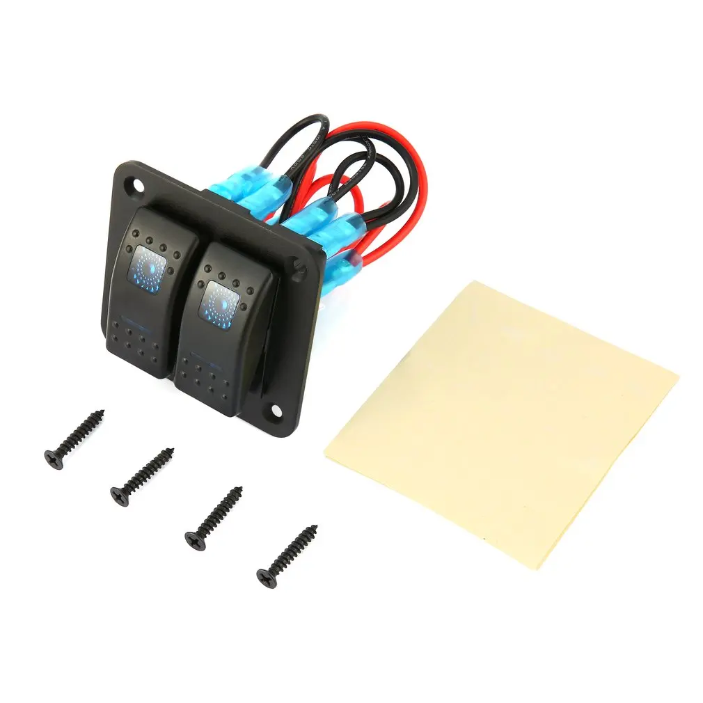 DC 12V 24V 2 Gang кулисный переключатель панель двойной светодиодный водонепроницаемый