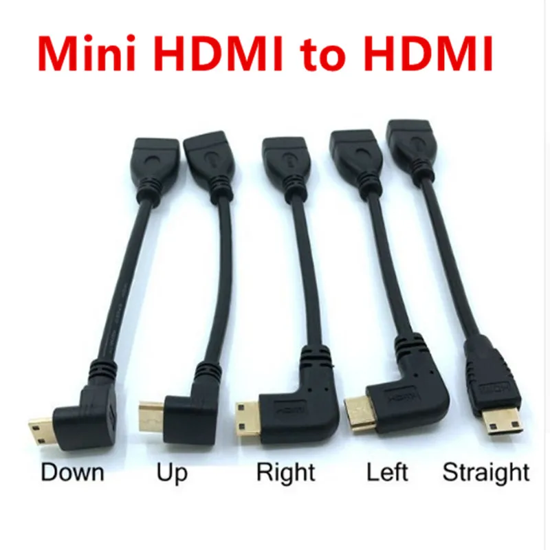 

Gold Plated Mini HDMI-compatible Up & Down & Right & Left Angled 90 Degree Male to HD Female Cable for HDTV PS3 Tablet PC 1080P