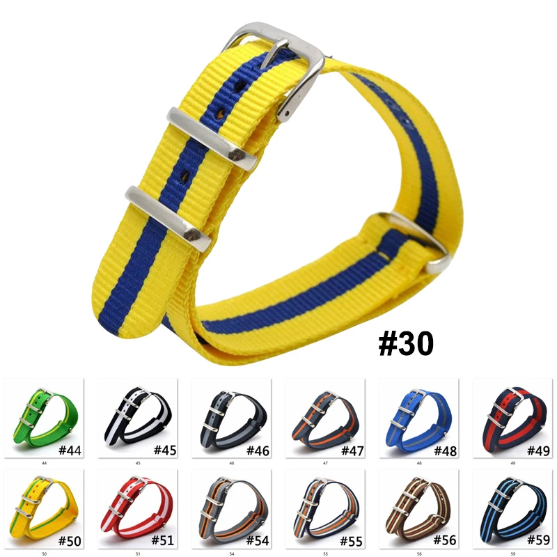 

10pcs/set Nato Nylon Strap Army Sport Watch Band Canvas Striped Wristband Substitute DW Watch 18mm 20mm 22mm24mm Watch Strap