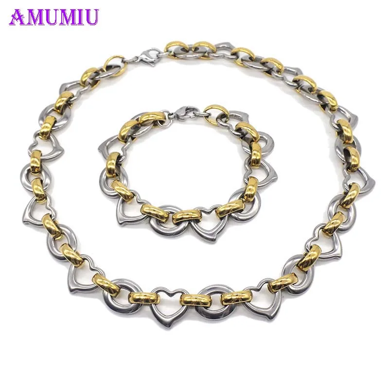 Женский ювелирный комплект из колье и браслета в форме сердца|Ювелирные наборы| |