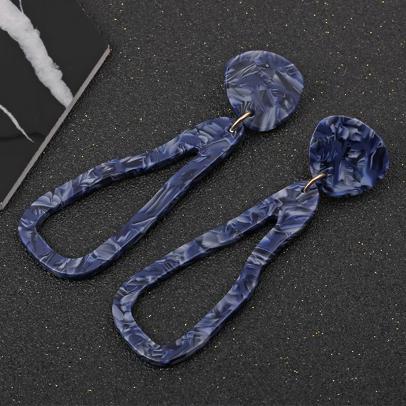 Женские акриловые серьги в синем картина из 5 частей геометрическая форма модные