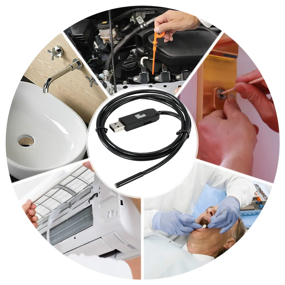 USB Endoscope Camera 7mm Lens Android OTG 1/2/3/5M Smart Phone Borescope Inspection Snake Tube 6LED | Безопасность и защита