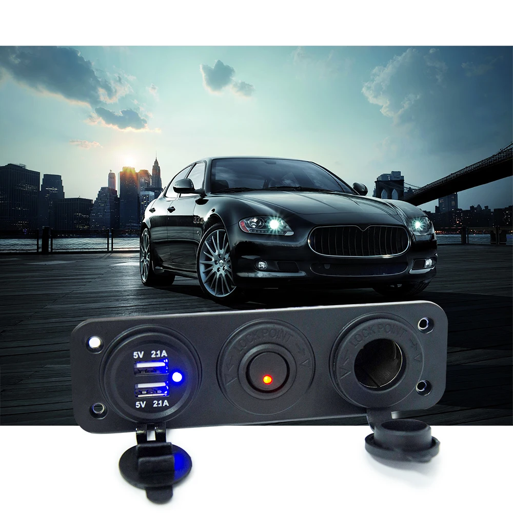 dc 1224v 5v2 1a voltmeter dual usb charger cigarette lighter for rv car boat vehicles truck gps mp3 car charger with switch free global shipping