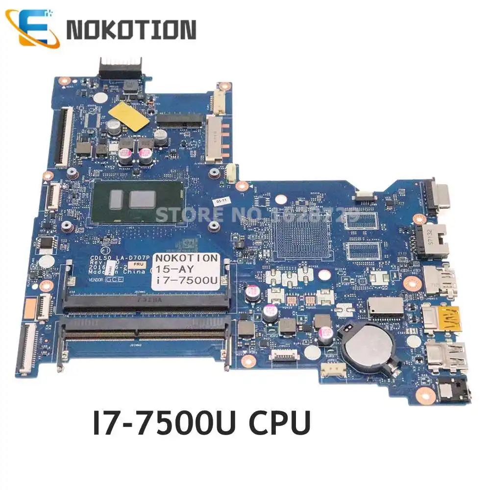 

Материнская плата NOKOTION для ноутбука HP 15-AY 15-AY180TX I7-7500U CPU DDR4 GMA HD CDL50 LA-D707P 910469-001 910469-601