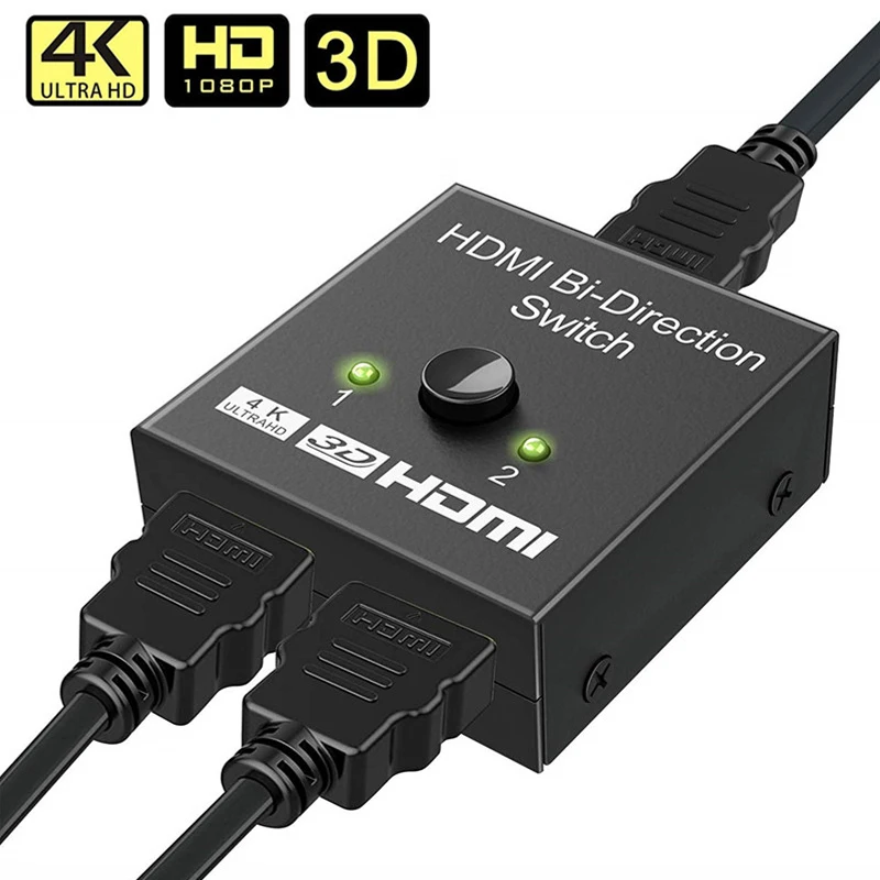Сплиттер HDMI переключатель 4K 2 порта двунаправленный 1x2 / 2x1 Порты Sup Ultra HD 1080P 3D HDR HDCP