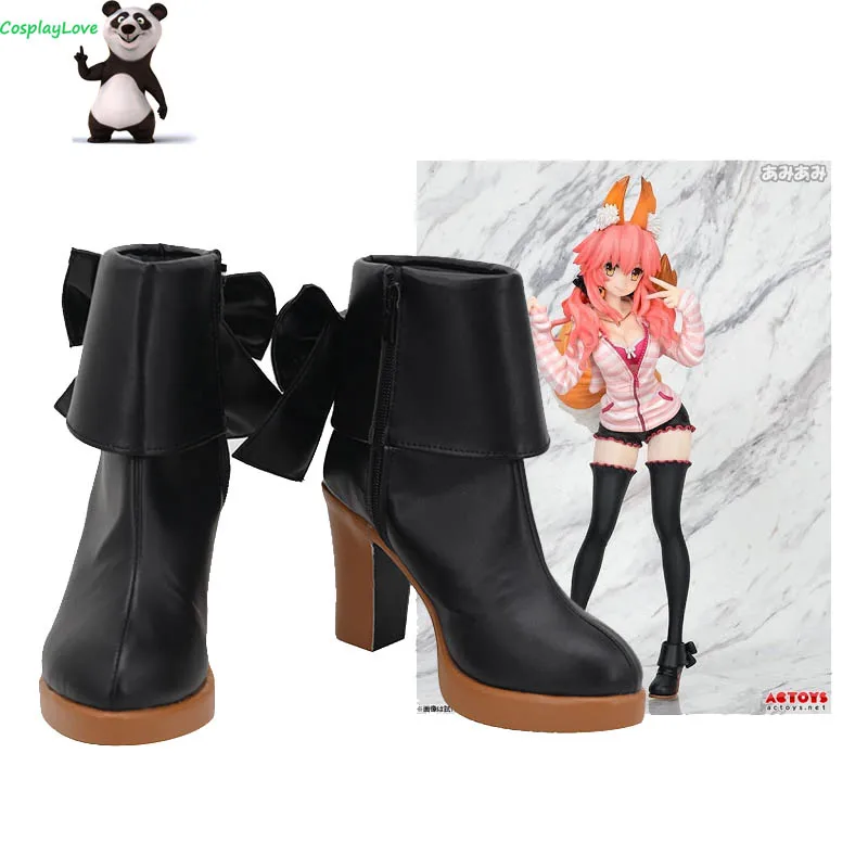 

CosplayLove FGO Caster Fate Extra CCC Tamamo no Mae Black Shoes Cosplay Long Boots Leather Custom Made For Party Birthday
