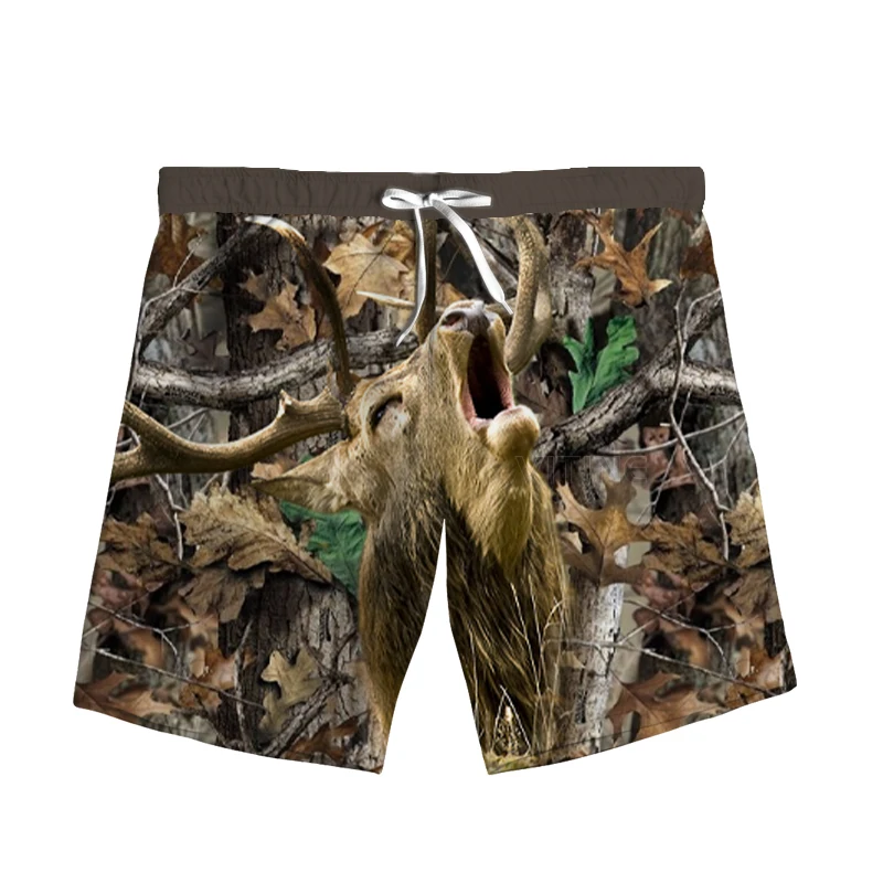 

New Fashion Hunting 3D Print Deer Woman Men Summer Beach Loose Shorts Casual Pants Polyester V11