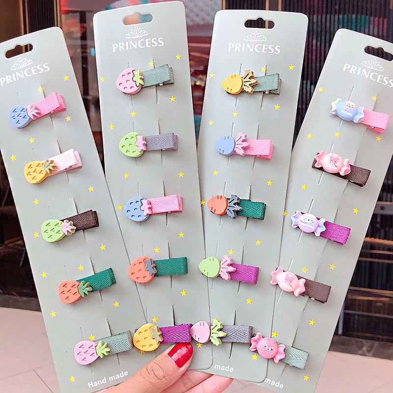 5 шт./компл. новые милые цветные Мультяшные Цветочные заколки для девочек детские