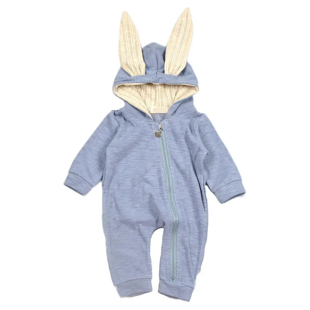 Милый детский комбинезон с заячьими ушками для новорожденных мальчиков и