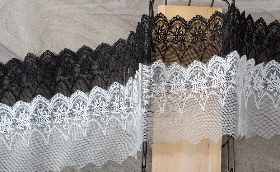 2 ярда/9 5 см мягкая слоновая кость тюль сетка цвета слоновой кости Черная Ткань