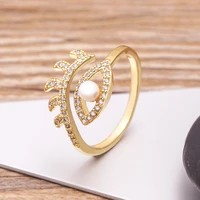 new fashion bohemian turkish evil eye rhinestone open adjustable rings for women vintage pearl ring best party birthday jewelry