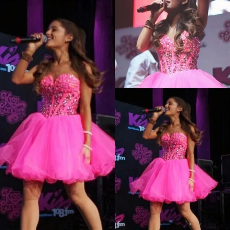 

2021 New Arrival Fuchsia Sweetheart Homecoming Party Dresses Beaded Rhinestones Backless Sweet 16 Short Prom Cocktail Dress