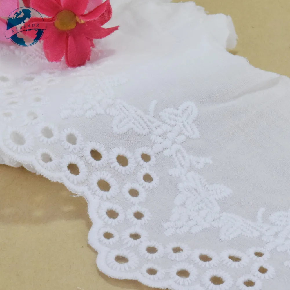 Хлопковая вышивка шириной 8 см белая кружевная швейная лента гипюр африканская