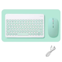 Wireless Keyboard and Mouse Combos Set Round Bluetooth Hebrew Spanish French Korean For iOS iPad Android Windows Phone Tablet