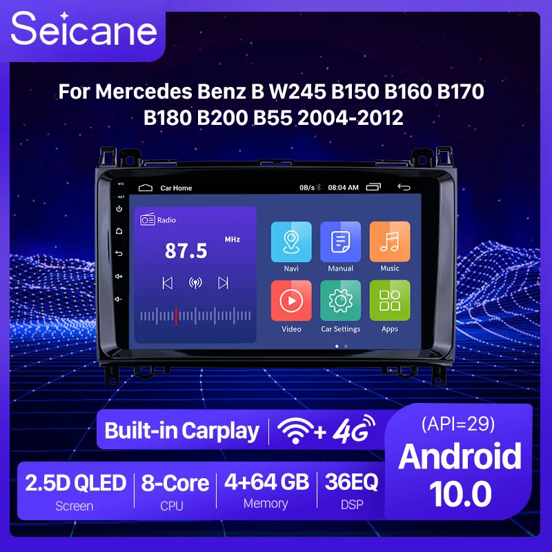 Seicane 2Din 9 дюймов Android 10 0 автомобильный стереоплеер GPS для Mercedes Benz B W245 B150 B160 B170 B180 B200