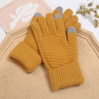 fashion woman winter warmer wool plus velvet knitted phone touch screen gloves couples outdoor riding glove christmas party gift
