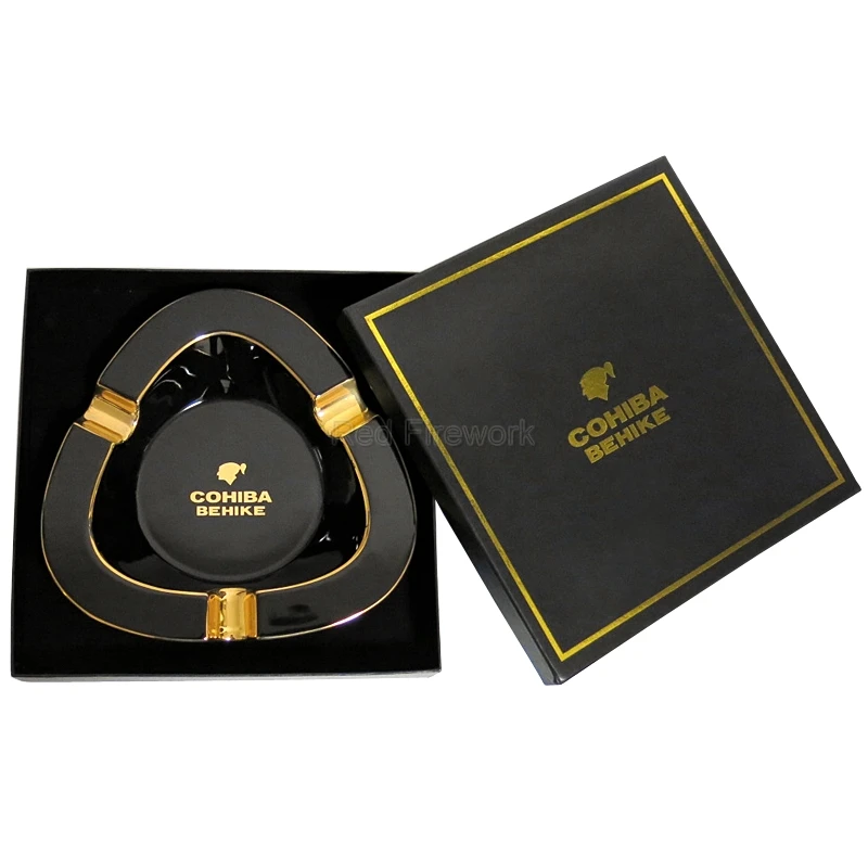 COHIBA 50th anniversary Edition керамическая тонкая черная фарфоровая пепельница 3 золы для сигар для дома Smkoing сигары держатель