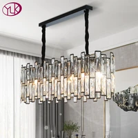 new post modern black chandelier lighting rectangle dining room kitchen island led light fixtures hanging cristal lamps
