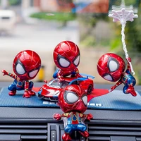 genuine marvel action figure iron man spider man toy shaking head doll q version back to school season car decoration model