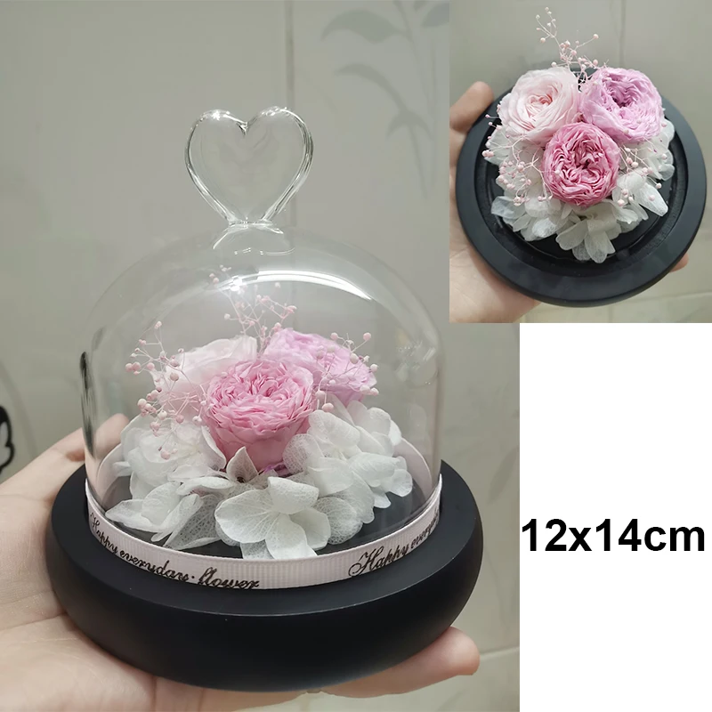 

New Valentine's Day Romantic Gifts For Girlfriend Wife Christmas Eve Gift Natural Flowers Rose in Glass Dome Birthday Creative