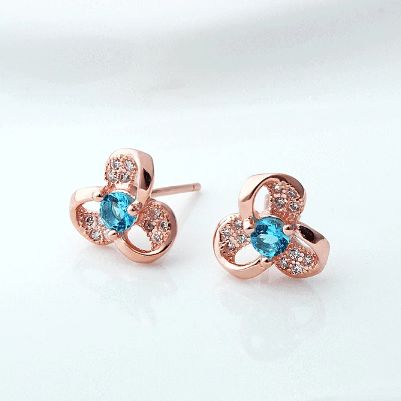 Женские серьги-гвоздики из серебра 925 пробы с кристаллами | Украшения и