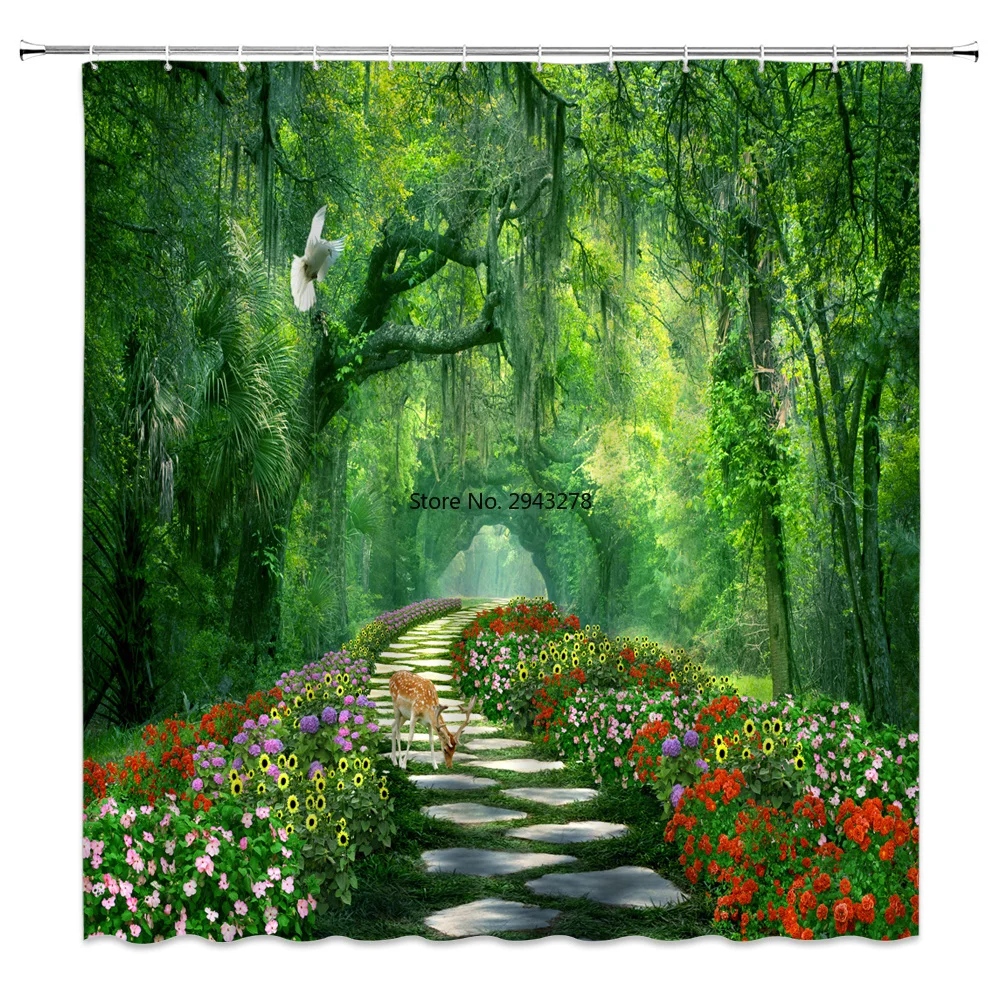 

Forest trees printed 3d green Shower Curtain pattern Bathroom shower Waterproof Mildewproof Decor Cortina de bano180x200cm large