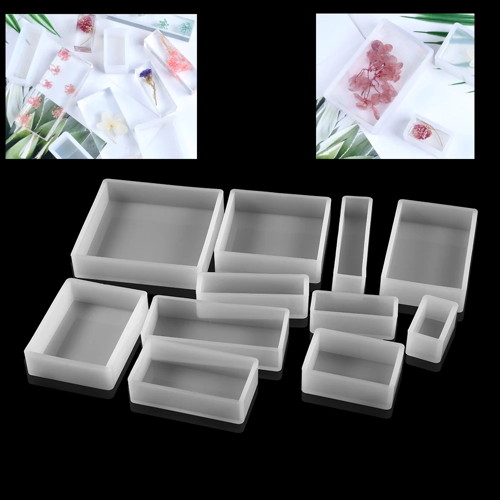 

UV Resin Molds Real Dried Flower Dried Plant Rectangle Square Epoxy Resin Molds For DIY Jewelry Making Finding Supplies