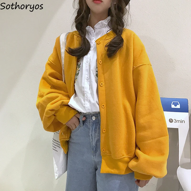 Женские однотонные однобортные толстовки на молнии с круглым вырезом и рукавами