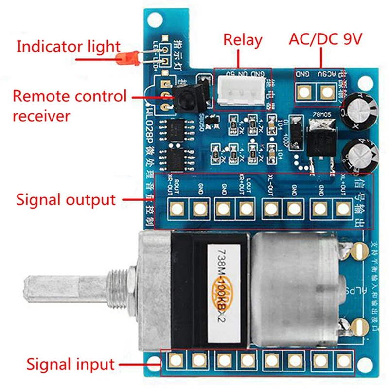 Ac/Dc 9V Infrared Remote Control Volume Board Alps Pre Potentiometer 80Mmx 51Mm Electric Modules |