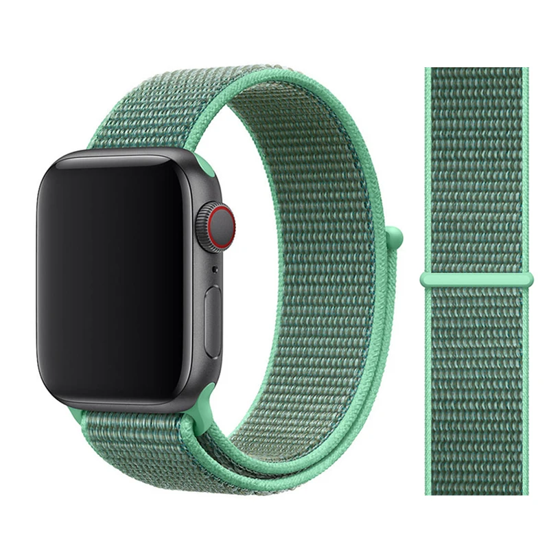 Нейлоновый ремешок для Apple watch 5 ремешок 44 мм 40 мм iWatch ремешок 42 мм 38 мм спортивный ремешок для часов Браслет Apple watch 4 3 2 1 38 40 44 мм - Цвет ремешка: Spearmint