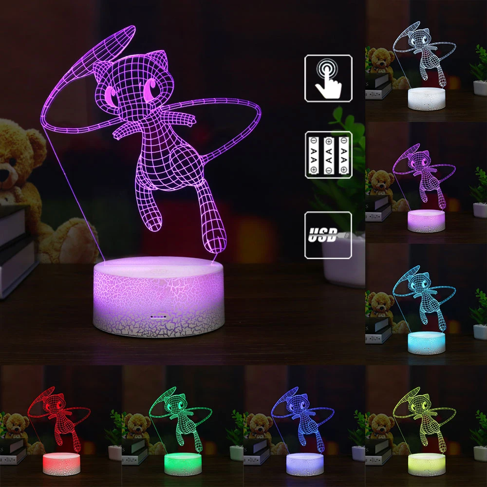 Покемон игра Mew 3D лампа Umbreon светодиодный декоративный ночник многоцветный RGB
