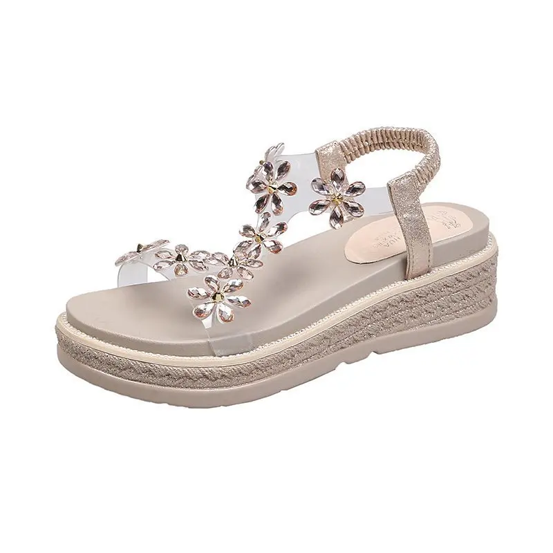 

Summer Wedges Platform High Heel Sandals Rhinestone Shoes Women Transparent Heels Casual Sandal Fashion Gladiator Sandals Women