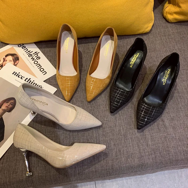 Туфли-лодочки женские на тонком каблуке 8 5 см желтые низком замшевые шпильке |