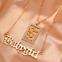 new fashion dragon letters pendant necklace for women gold silver color multilayer necklaces 2020 personality jewelry gifts