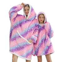 cartoon oversized hoodie sweatshirt women printed wearable blanket hoodie fleece warm kids sleepwear hoody sweatshirt blanket