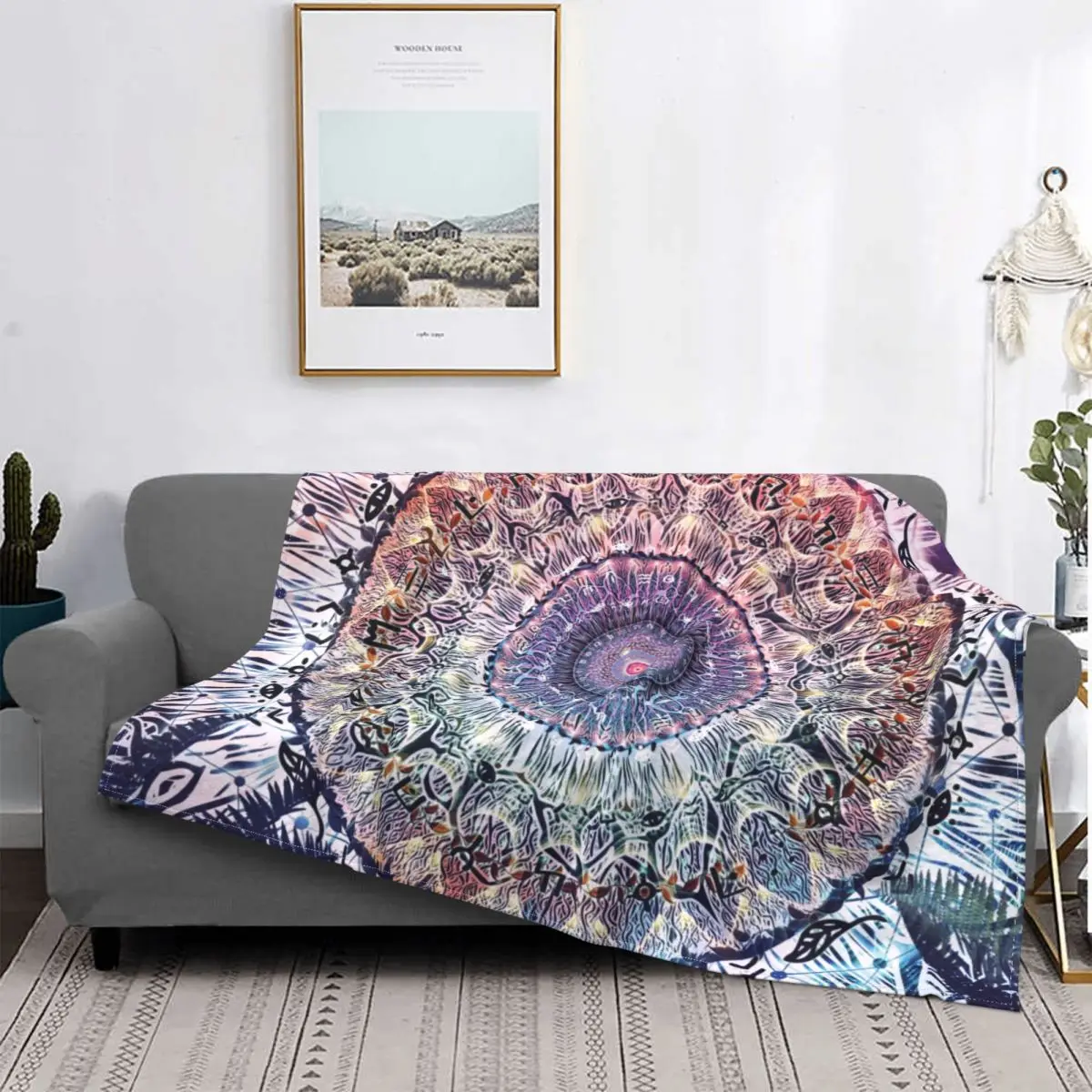 

Waiting Bliss Blanket Sacred Geometry Cameron Grey Plush Thick Soft Flannel Fleece Throw Blankets For Bedspread Bed Travel Quilt